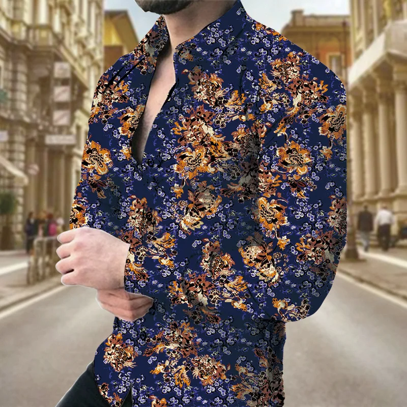 

Men Fashion Shirt Paisley Pattern 3D Printing Casual Oversized Long-sleeved Shirt Slim Fitting Office Top Free Shipping