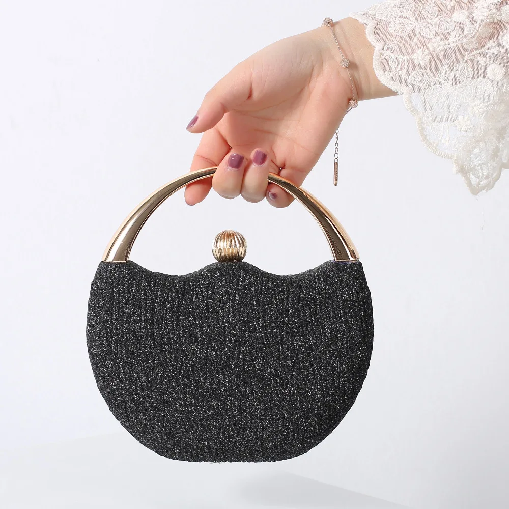 Women's Round Bag 2023 Luxury Designer Handbag Silver Purse Top Handle Circle Bag Evening Clutch Ladies Elegant Shoulder Bags