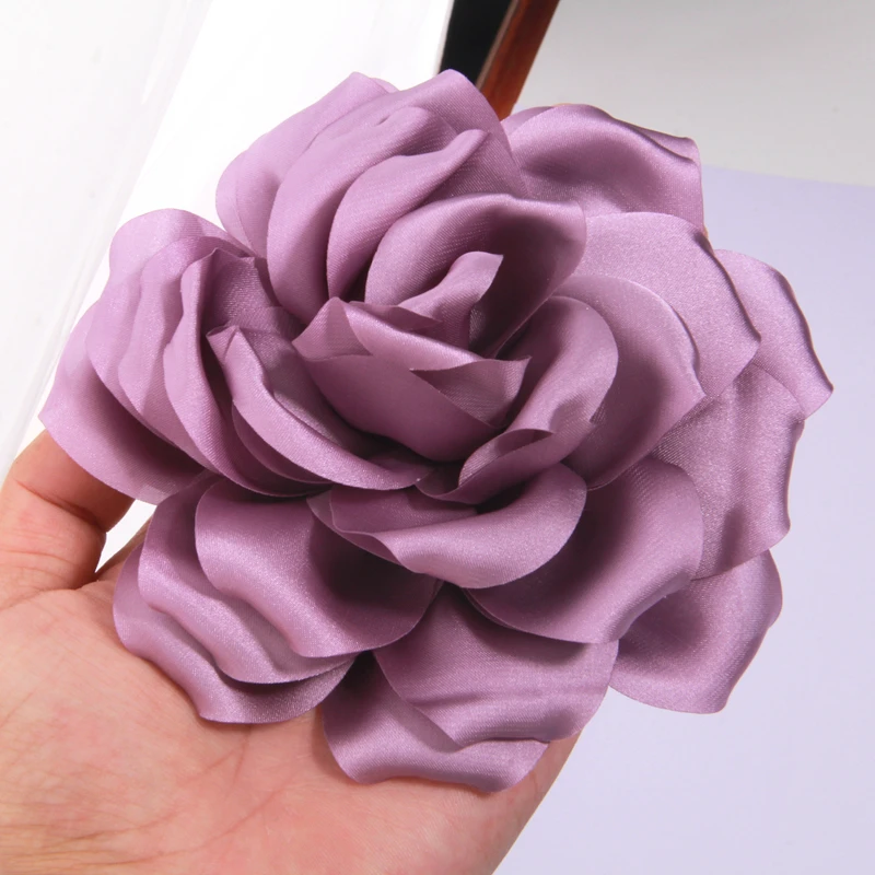 10 Stück 14cm Vintage Künstliche Blumen Accessoires für Kleidung DIY Rosetten Stoff Seide Organza Spitze Satin Blumen Mädchen Kind – Detail 14