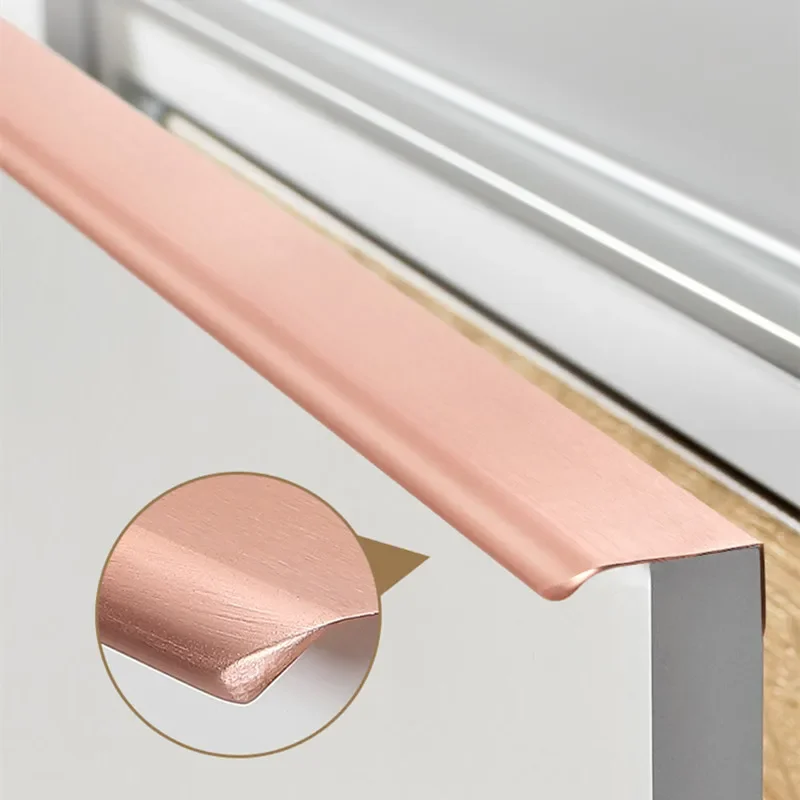 Cabinet Handles Kitchen Accessories Furniture Hidden Drawer Handles Modern Rose Gold Cabinet Handle Knobs Kitchen Wardrobe Pulls Hardware