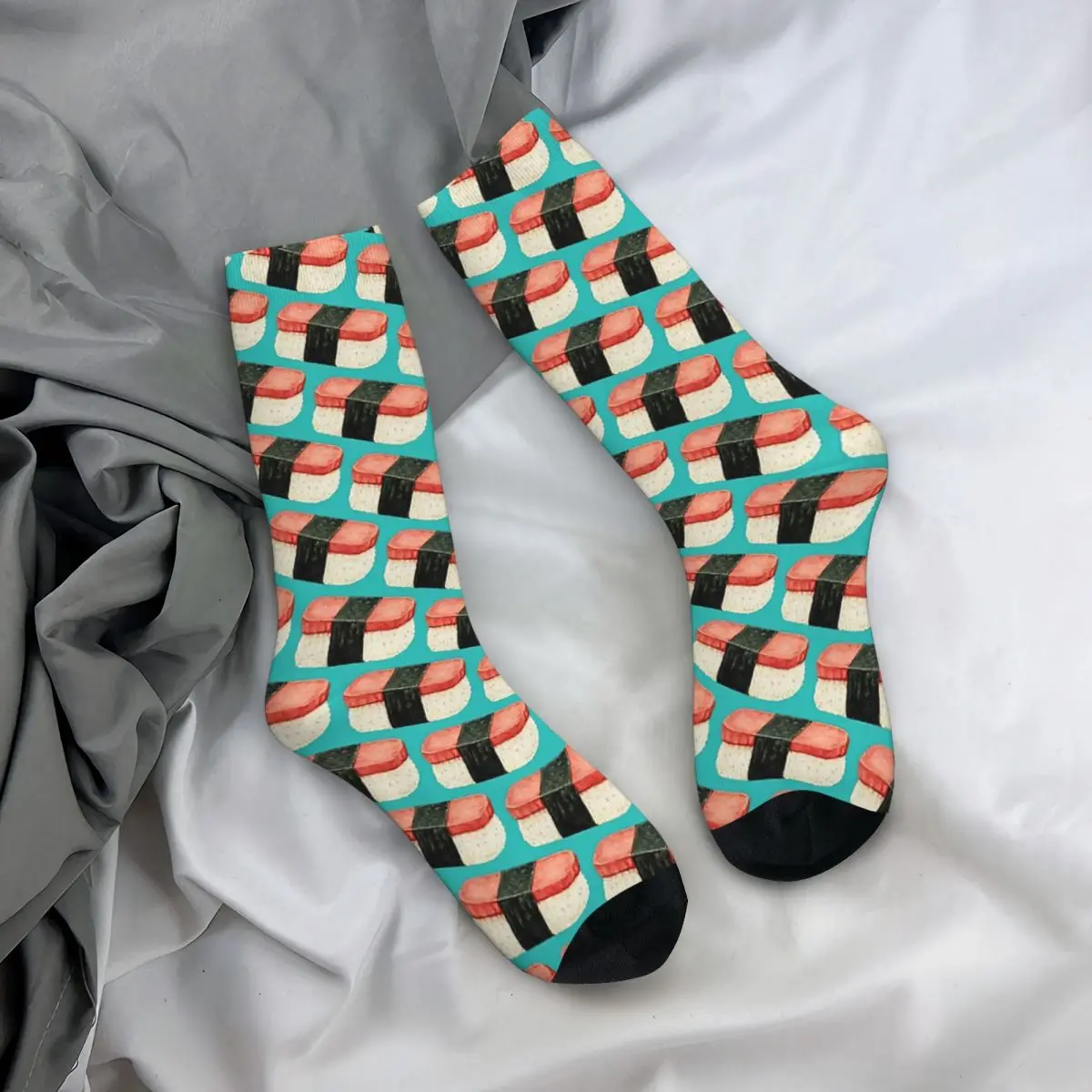 Hot Sale Musubi - Blue Fashion Funny Printed Polyester Long Socks Harajuku Comfortable Breathable Happy Gift sockings For Unisex