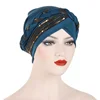 KepaHoo India Lurex Glitter Cross Braid Jersey Turban Hats Beanie Bonnet Canner Islamic Chemo Caps Solid Muslim Hair Loss Cover 1