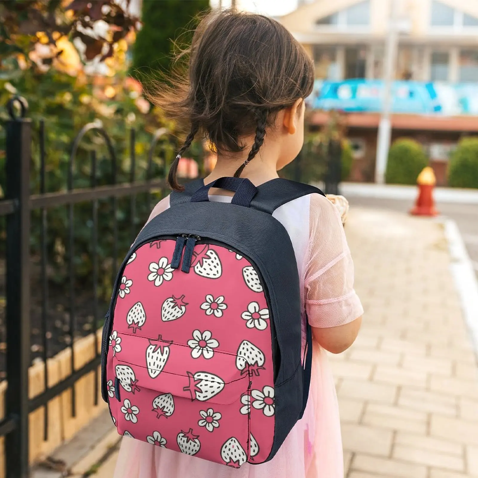 Strawberry Print Backpack Child Customize Boys and Girls Student School Bags Large Capacity Custom Print Backbags for Travel