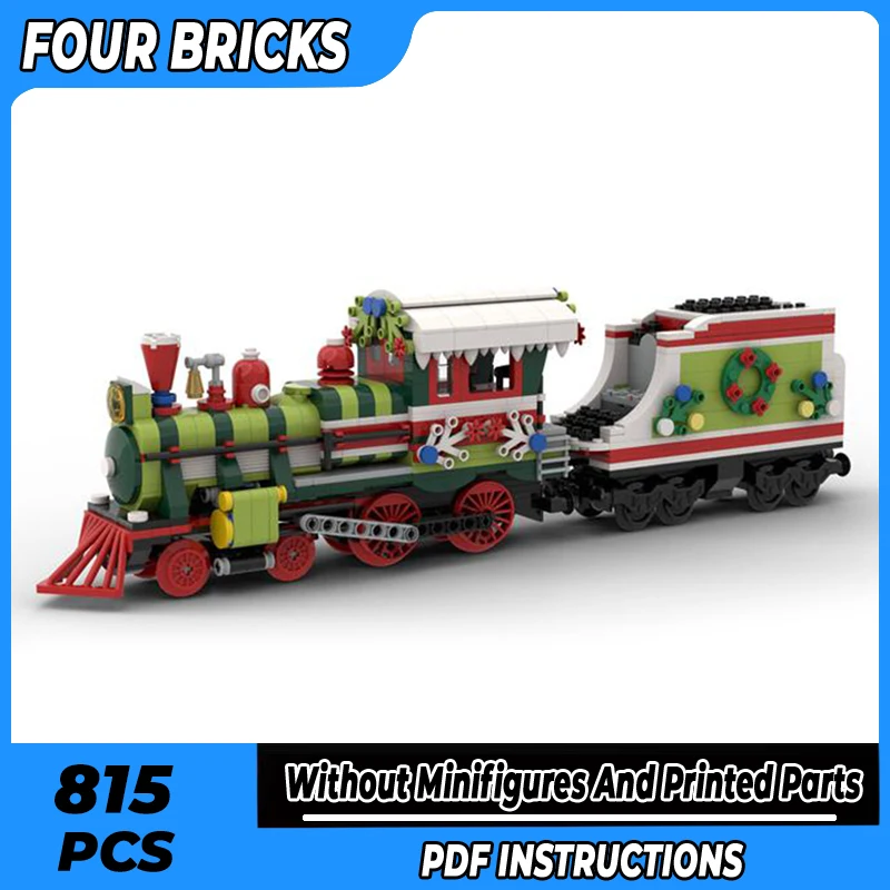 

Moc Building Bricks Train Model The Christmas Locomotive Technology Modular Blocks Gifts Toys For Children DIY Sets Assembly
