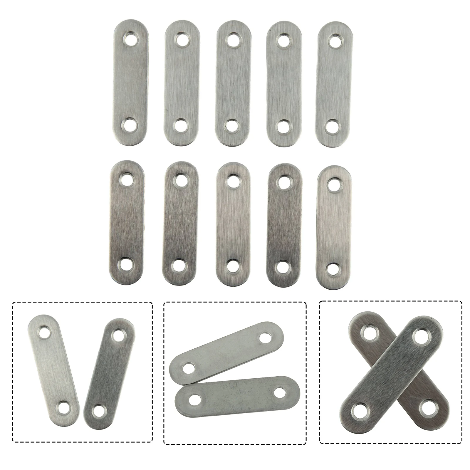 Stainless Steel Flat Straight Brace Bracket Mending Repairing Plate Fixing Connection Plate For Furniture Repairing 10Pcs bed frame hardware bed stabilizer bracket