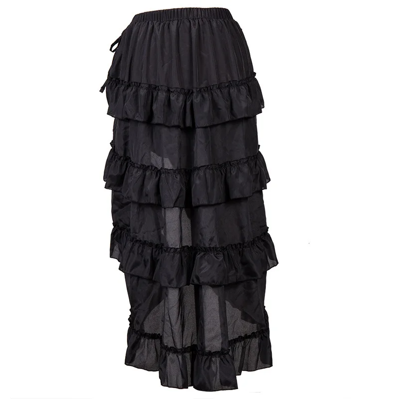 Steampunk Women Skirts Gothic Ruffles Chiffon Lace Up Party Maxi Long Skirt High Low Costumes Punk Sexy Corset Plus Size Red 6XL black mini skirt