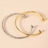 New Minimalist Embossed Open Stainless Steel Bangle Bracelet, Women's Wedding Jewelry Accessories, Festive Birthday Party Gifts 1