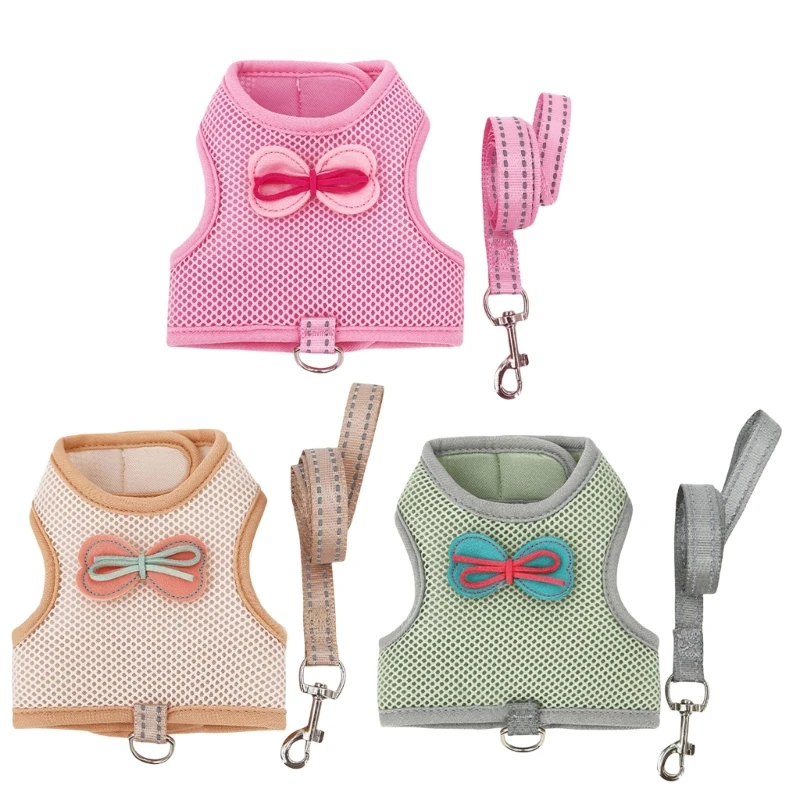 Small Pet Harness and Rope Set Adjustable and Comfortable Vest Leash for Rabbits Small Animals Walking Training Y5GB