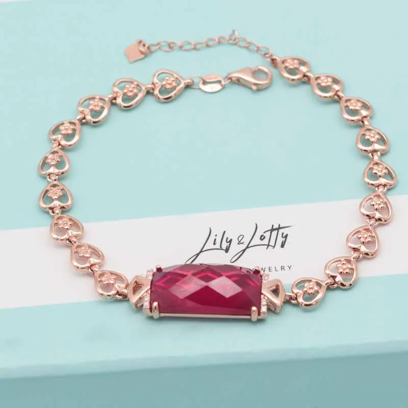 

Classic Glamour New in Bracelet for Women 585 Purple Gold Plated 14k Rose Gold Inlaid Ruby Luxury Engagement Jewelry Gift