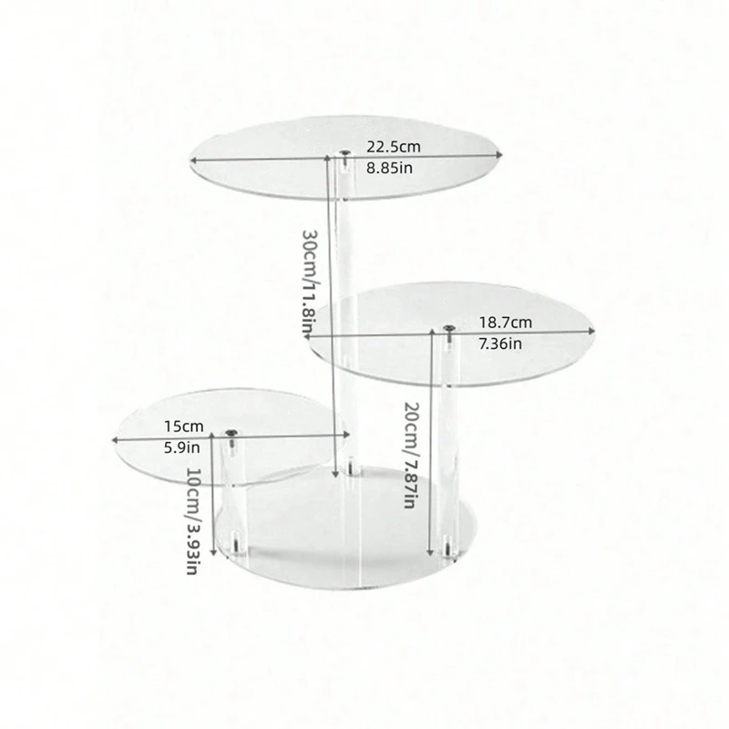 Round Acrylic Products Display Riser Stands, 3 Tiers Cupcake Stand Mini Display Rack For Cake