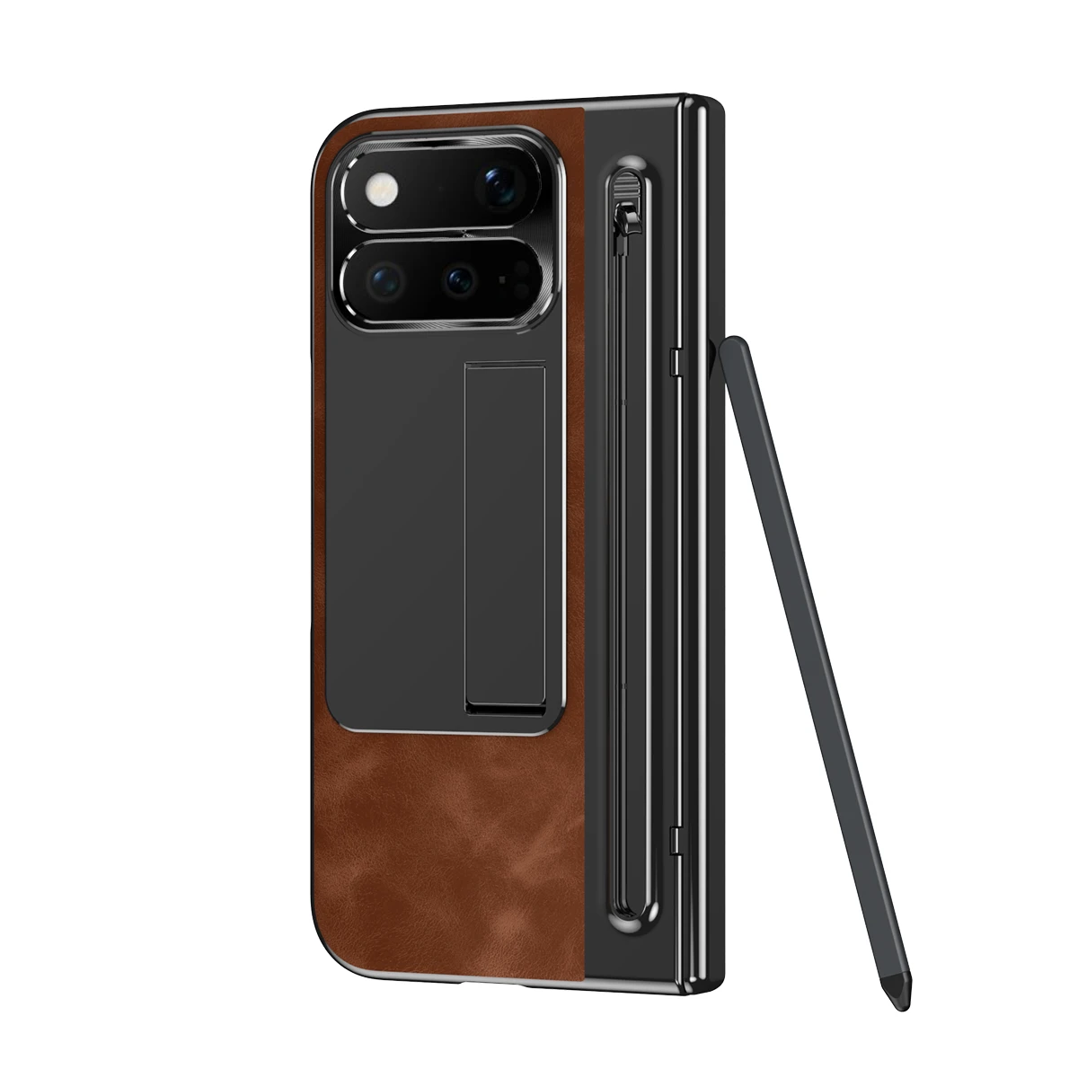 Leather Foldable Phone Case with Pen Slot & Hinge Protection - Shockproof Cover