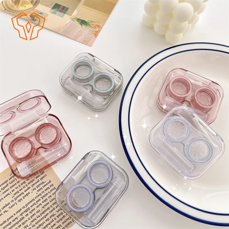 Contact Lens Case Transparent Minimalist Portable Mini Companion Box Beauty Lens Double Box Bathroom 2