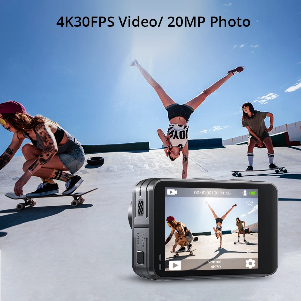 AKASO Brave 7 4K30FPS 20MP WiFi Action Camera Touch Screen Sport Camera EIS  2.0 Zoom Voice Control Waterproof Camera Suport Mic - AliExpress