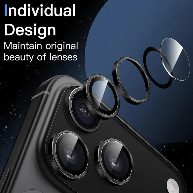 i17 ProMax Metal Ring Camera Glass For Apple iPhone17 iPhone 17 Pro Max Alloy Lens Film i Phone Air iFone iHone 17Pro 17ProMax 2