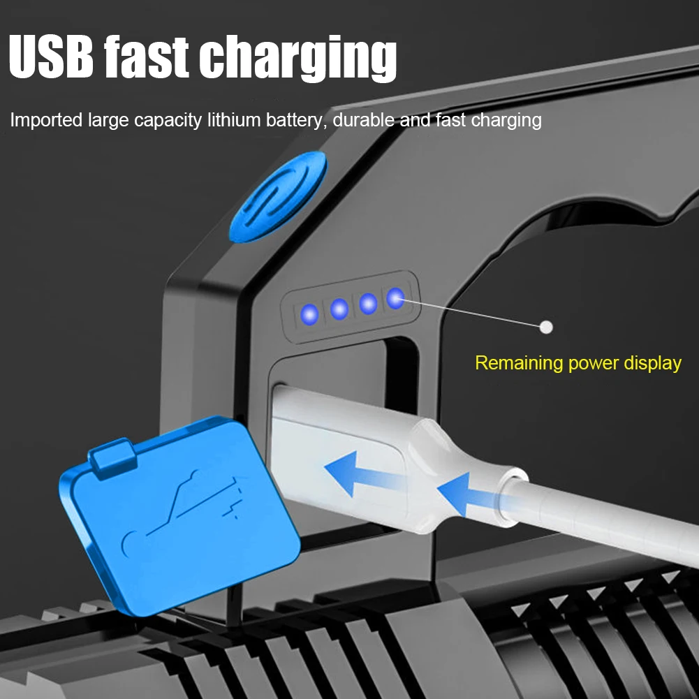 COB Handheld Spotlight USB Rechargeable Dual Light Source LED Flashlight for Hiking Hunting Exploring Outdoor Lighting