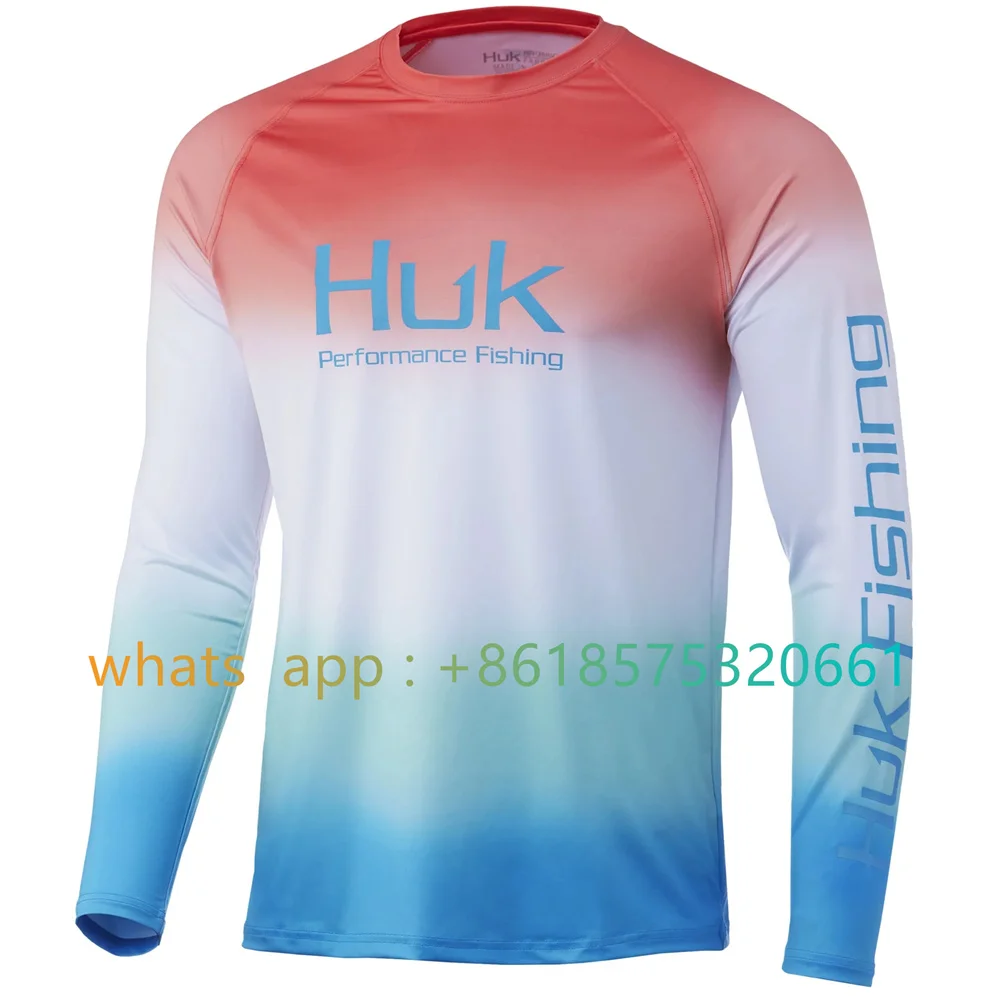 Huk Men's Double Header Long Sleeve Sun Protecting Fishing Shirt Fishing  Shirts Men Sweatshirts Breathable Shirt Fishing Clothes