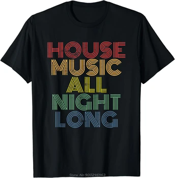 House Music All Night Long, Techno, Rave, EDM, Clubbing T-shirt Festival T-shirt grafica Abbigliamento uomo T-shirt causale estiva Top