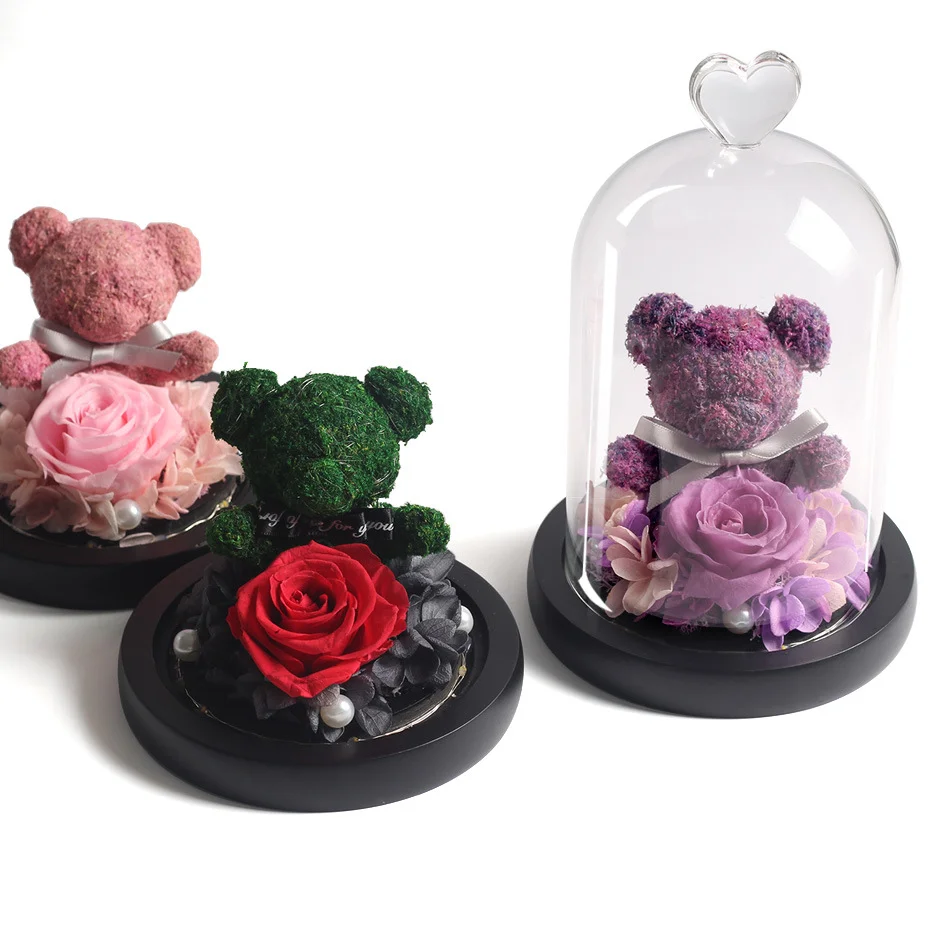 

Cheap Promotional artificial rose bear rose bunch of artificial flowers for Valentines Day