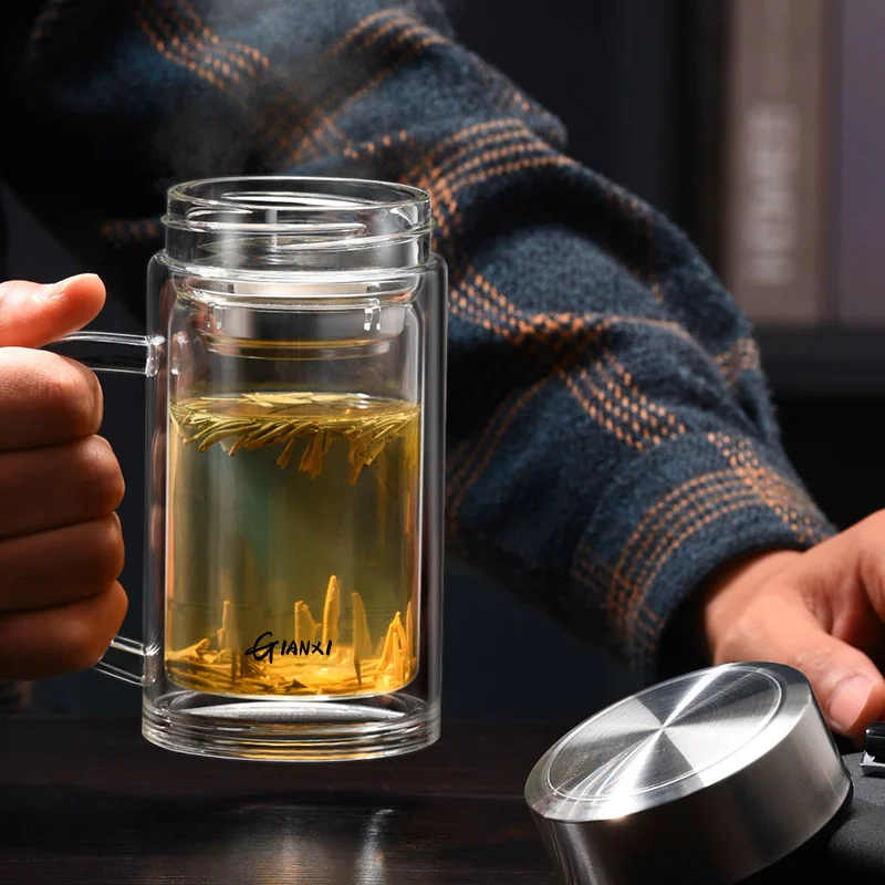 tea cup GIANXI Double Layer Thickened Heat-Resistant Glass Glass Mug Tea Mugs Cup For Tea Vacuum Anti Scalding High Boron Silicon
