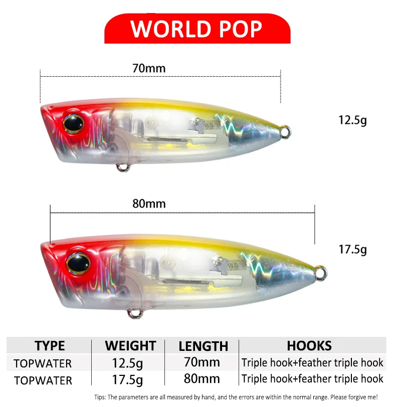 1Pcs Popper Angeln Lockt 12g 17g Flash Popper Topwater Schwimm Bleistift Künstliche Harten Köder Wobbler Worldpop angelgerät – Detail 6