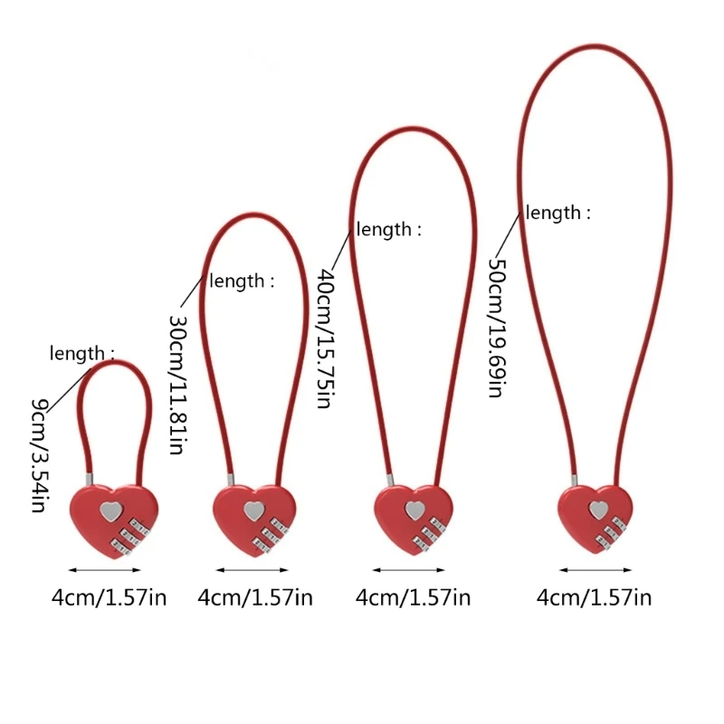 Love Shape Lock Wedding Gift Heart Password Code Padlock Trolley-Case Concentric-Lock Long Wire Rope Password Padlock mini padlock,combination lock,security padlock,luggage padlock,travel padlock,digit combination lock,love heart lock