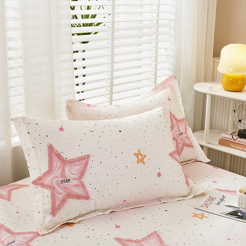 100% Cotton New Printed Cartoon Bed Sheet King Size Bed Cover Beautiful Cheap Three Piece Set Full Bed Sheet with  Pillowcases 5