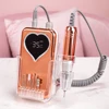 Pro Nail Drill Machine 35000 RPM Portable Electric Nail File Rechargeable Manicure Machine Set Kit Metallic Gold with Base Use 2