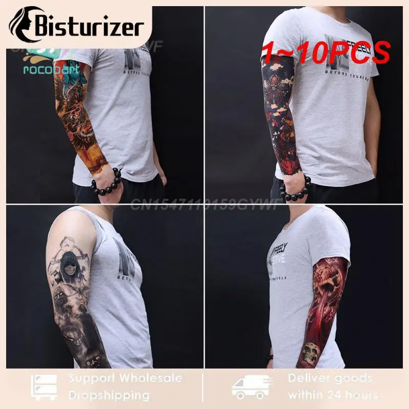 

1 ~ 10 шт. новые временные татуировки-наклейки с рисунком Мертвого черепа, татуировка с полным цветком на руку, боди-арт, большая поддельная Татуировка-наклейка