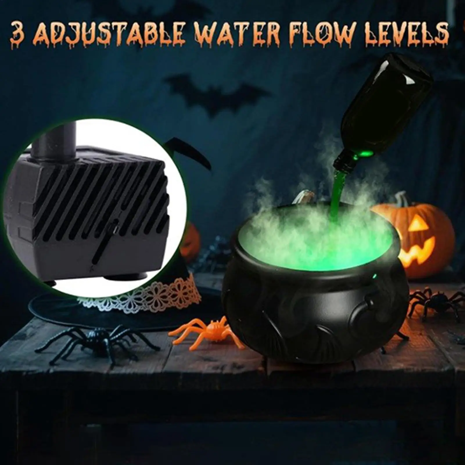 Halloween Festival Decoration Black Cauldron Bowl Halloween Party Decorations Outdoor Lighted Holiday Displays Witch Bowl