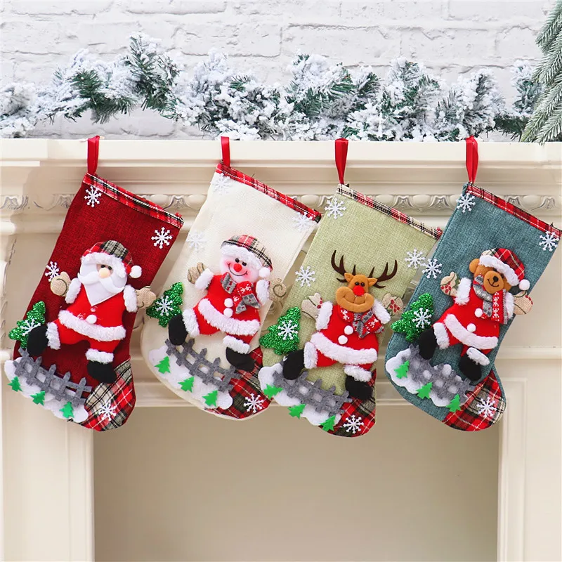 

Christmas Tree Stockings Gift Holders Bag, Decoration Props, Santa Claus, Snowman, Large Candy Bag, Festive Party Supplies