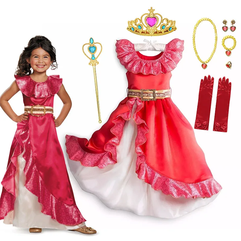 Disney Cartoon Elena of Avalor Cosplay Costume for Little Girl Birthday  Party Gift Princess Elena Dress Child Halloween Disguise dress set A 4T |  PGMall
