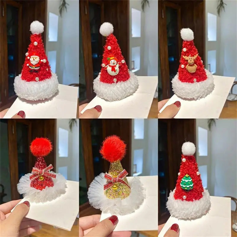 Childrens Headwear Cartoon Design Plush Luxurious Childrens Holiday Hair Accessories Party Accessories Need Christmas Hairpins