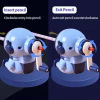 1pc Astronaut Cartoon Pencil Sharpener Students Pencil SharpenerHand Crank Manual Sharpener Cartoon Pencil Cutter For SchoolStat 6
