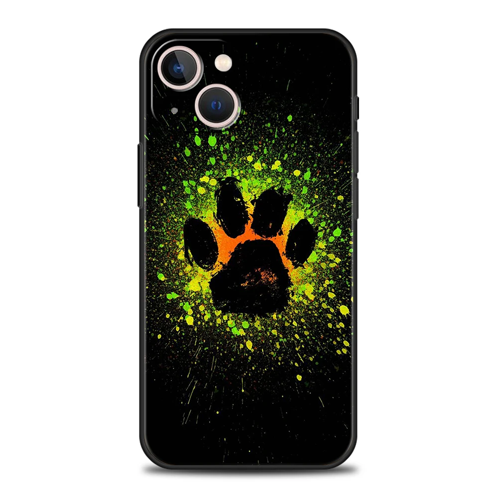 Hund Fußabdruck Pfote süße Handyhülle für iPhone 16 15 14 13 12 Pro Max XR XS 11 7 8 Plus stoßfeste Silikon Soft Shell Capas – Detail 2