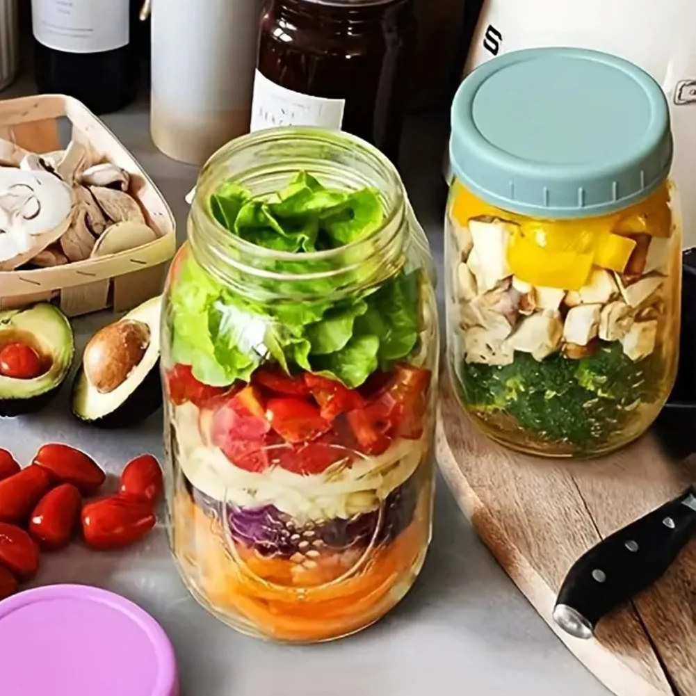 Kitchen Utensils Reusable Plastic Mason Jar Lids 12pcs For Wide Mouth Jar