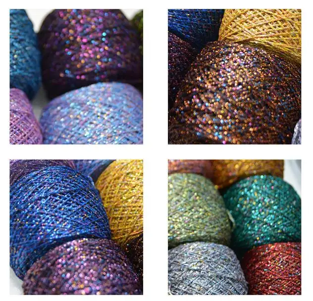 50g/Lot Gold Silver Metallic Yarn Sparkly Crochet Metallized Threads Hollow  Yarns for Hand Knitting DIY Amigurumi Doll line