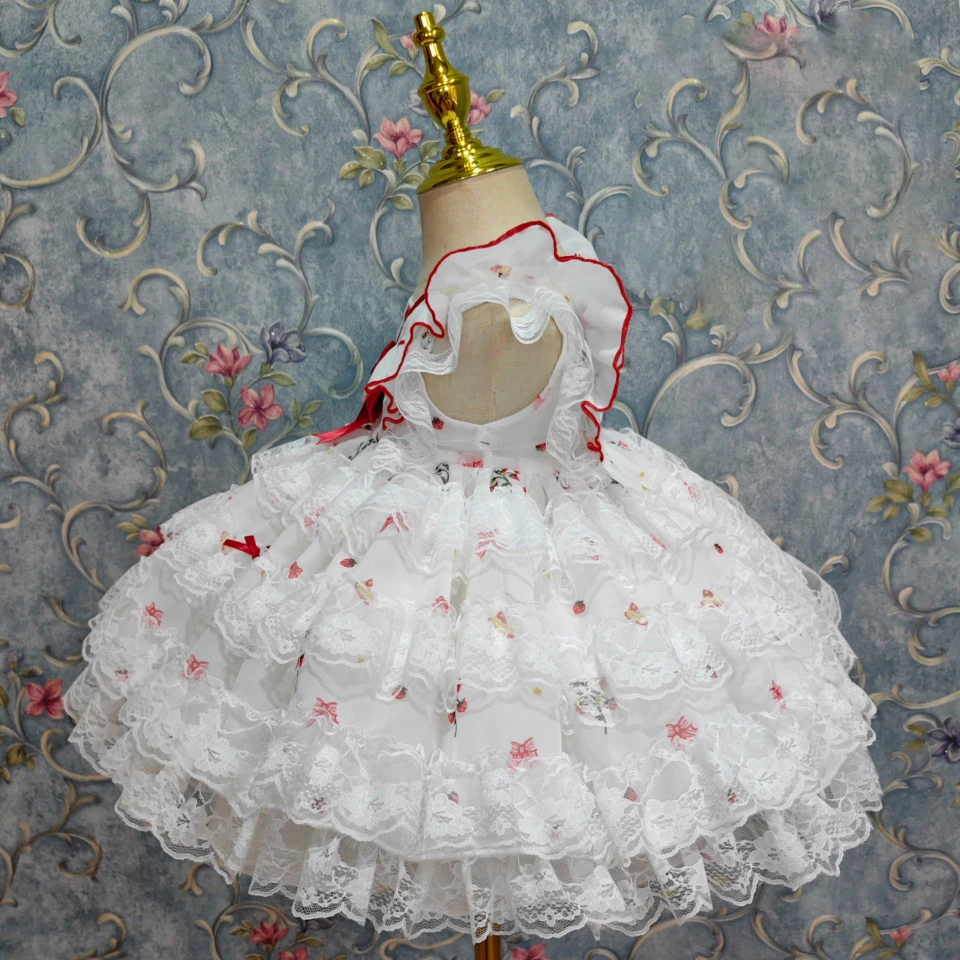 Exclusive creation Baby Summer Spanish Lolita Princess Ball Gown white Lace bowknot sundress Birthday Party Evening dress