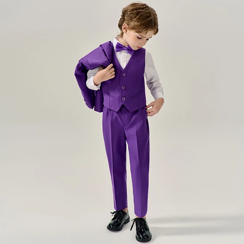 Costume Smoking Bébé Garçon 4 Pièces - Chemise, Pantalon, Gilet, Nœud Papillon, Taille 9 Mois à 5 Ans