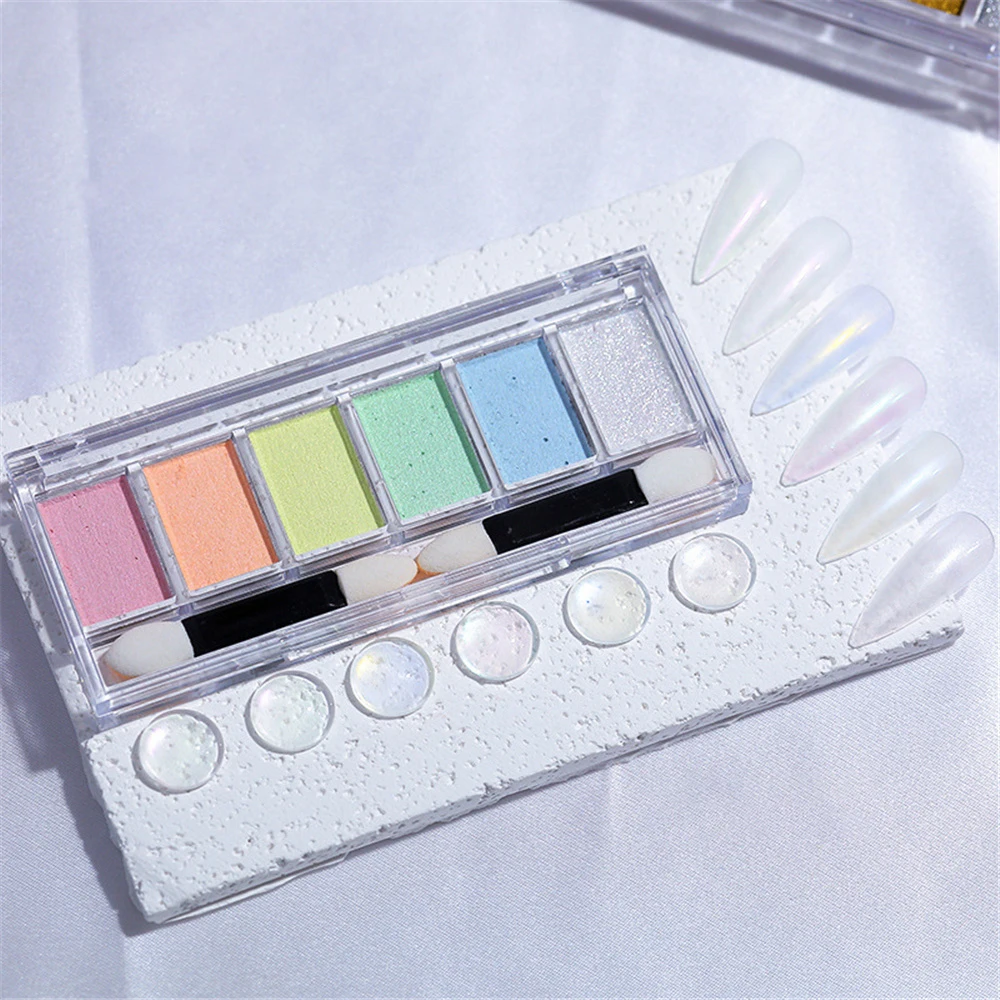 비부동 거울 가루 세트 물 잔물결 거울 가루, 오로라 슈퍼 파인 미러 파우더, 네일 아트 글리터 매니큐어, 신제품