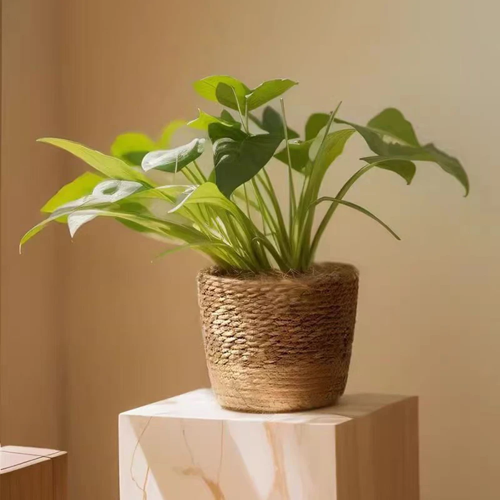 Multi Functional Storage Basket Seaweed Woven Flower Pot Rattan Woven Plant Green Plant Cover Pot Home Decoration Flower Pot Flo 4