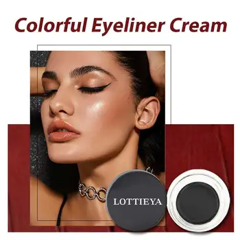 LOTTIEYA Super Waterproof Black Eyeliner Cream Long-lasting Eyeliner Gel Sweatproof Longwear Smooth Soft Eye Makeup Cosmetics - Thumbnail 6