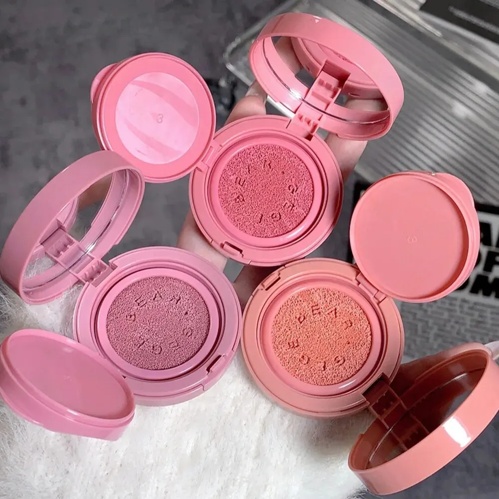 Cushion Blush Blendable Shade with Powder Puff Whitening without Sticking Long Lasting Gege Bear Makeup Blusher 3