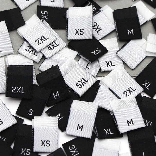 100Pcs Clothing Size Label Black White Labels for Clothes T Shirt Dress  Size Label Tag XS
