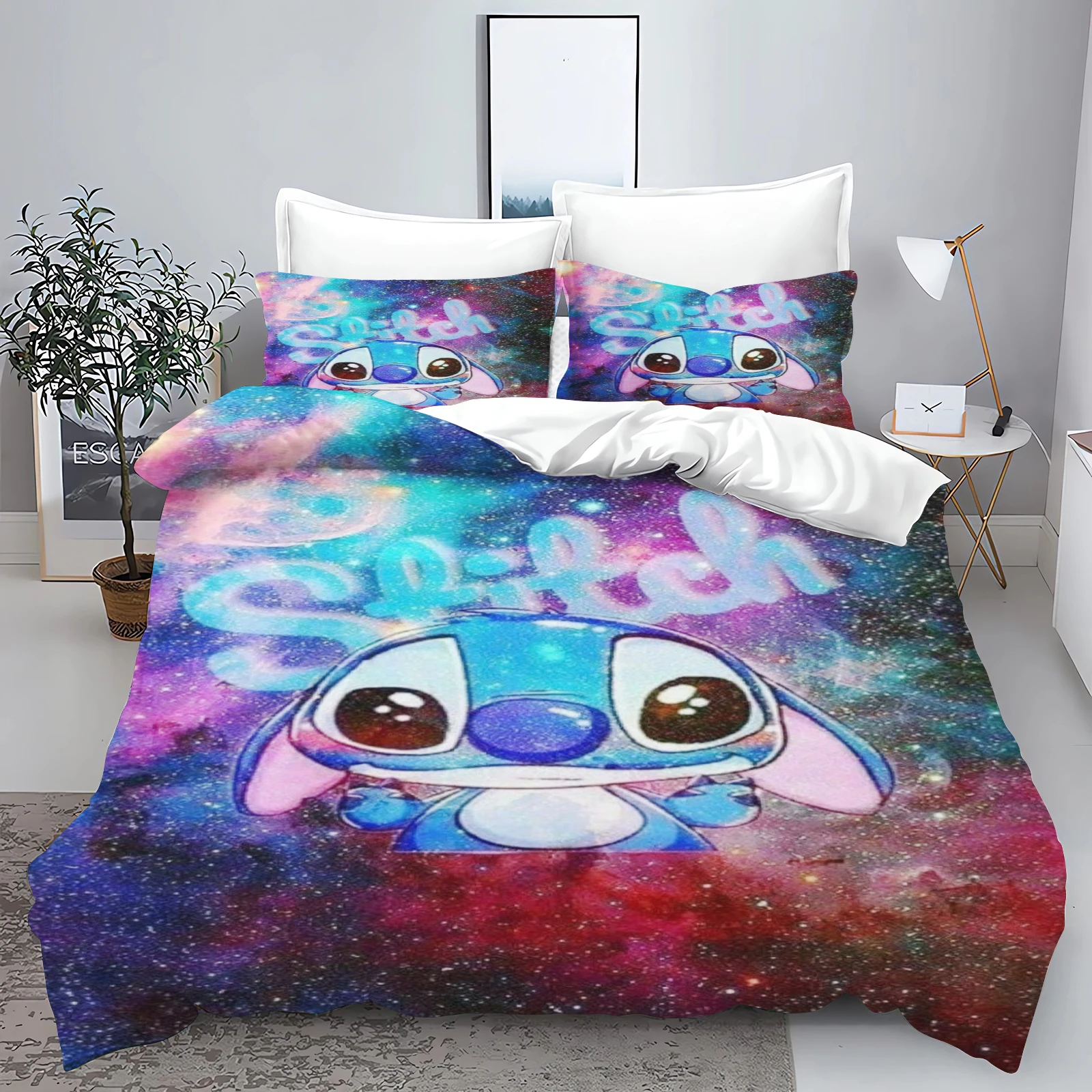 Description Picture 3 of itemStitch Bedding Set Queen Quilt Cover Cute Printed Cartoon Children's Adults Polyester Reactive Printing Twill