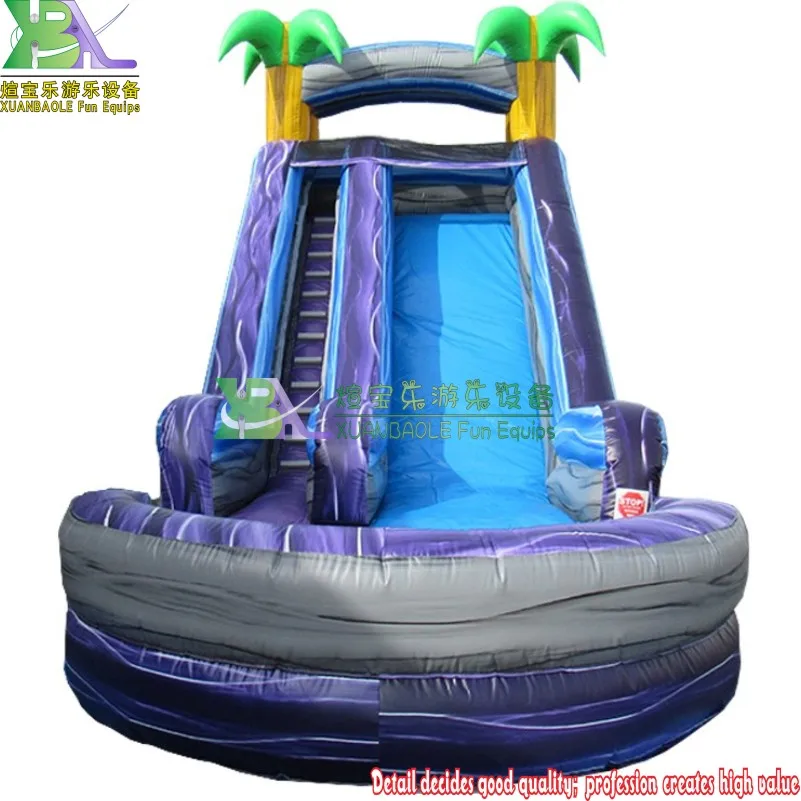 

Residential Marble inflatable single lane water slide tropical slide game