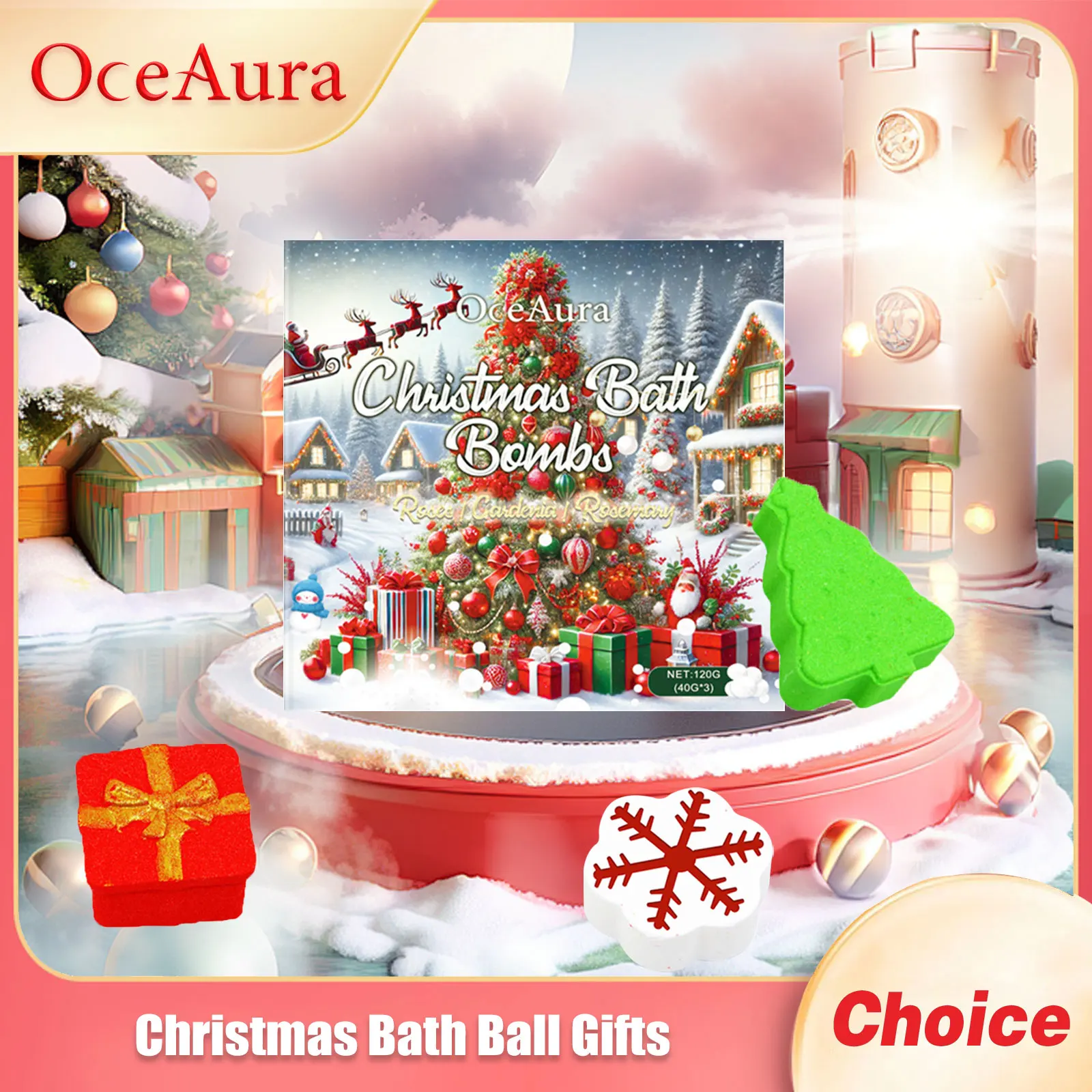 OceAura Weihnachtskugel-Geschenke Tiefenwirksame Feuchtigkeitspflege Badezimmerartikel Entspannung Stimmung Langanhaltender Duft Körperpeeling Spa-Bad_voghion.com