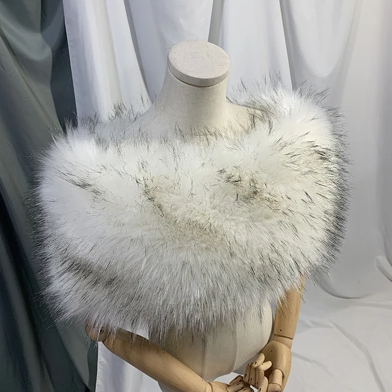 

New Imitation Raccoon Fur Shawl Fur Large Neck Scarf Bride Sweetheart Evening Dress Cape Shoulder Shawl