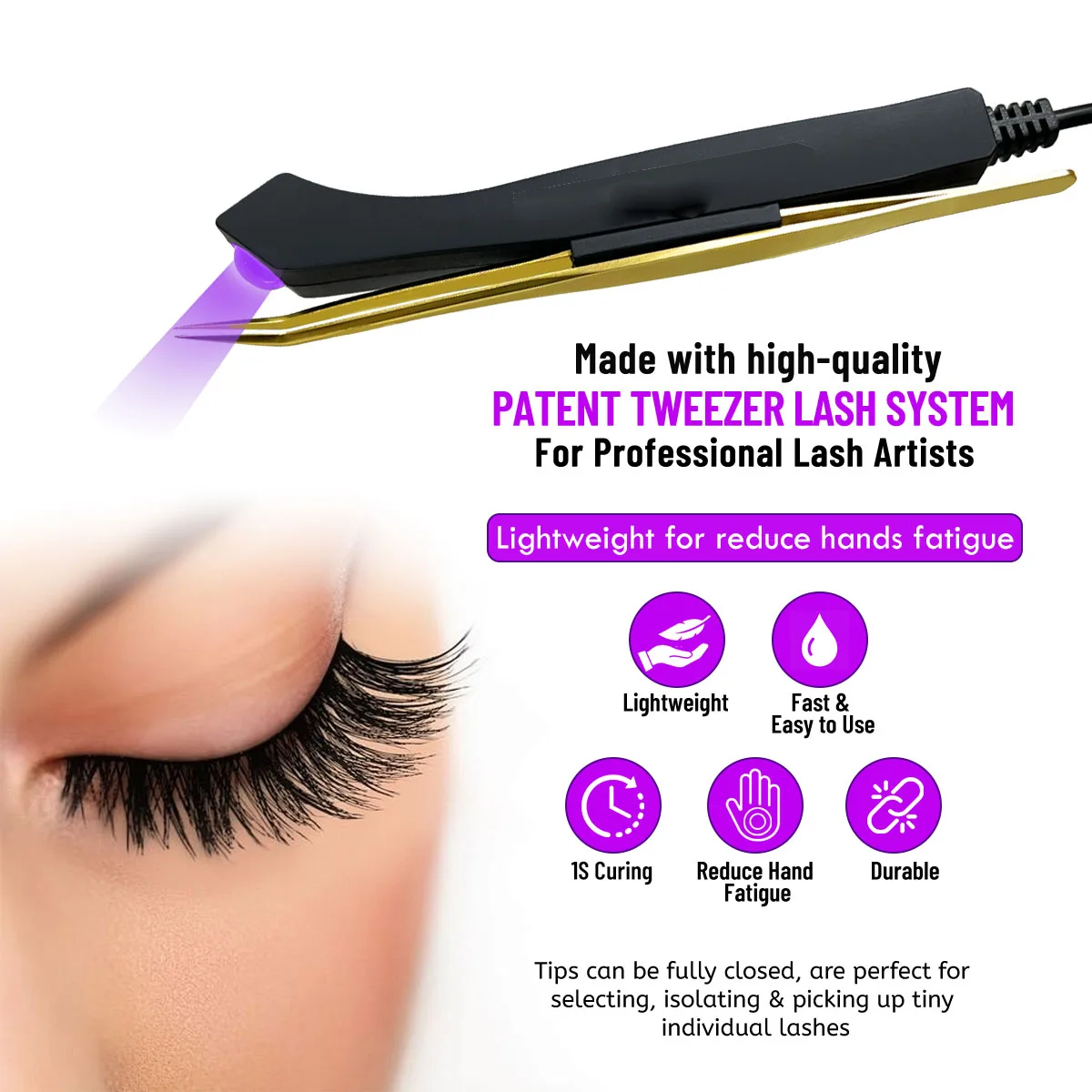UV Curing Lamp Multifunctional Ultraviolet Eyelash Extension Tweezers Makeup Stainless Steel 3D accurate Clip Eyelash UV Glue Curing Lamp uv curing lamp