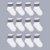 12 pairs of striped Preppy Crew children's socks - unisex fashionable solid color striped pattern round neck socks 3