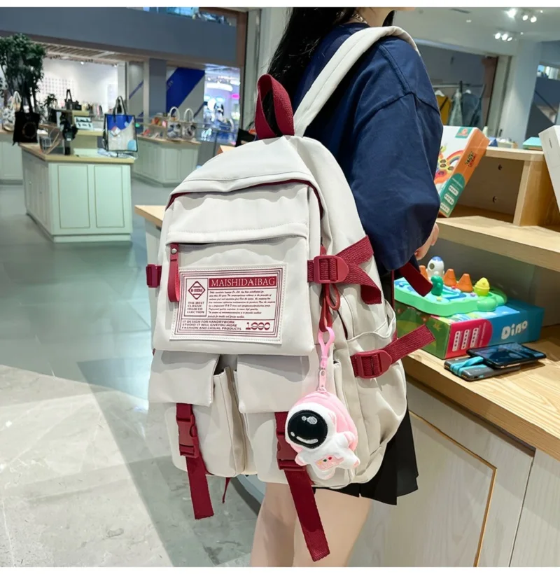 Fashion Multipocket Nylon Women Backpack Female Big Waterproof Back Bag Portable School Backpack For Girl Student Schoolbag Cool